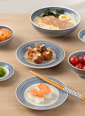 波佐见烧日本和山窑陶瓷藍駒餐盘日式饭碗料理平盘家用简约餐具