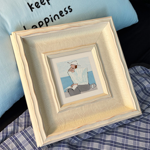 法式中古奶油风人物小众艺术挂画卧室斗柜摆件装饰画玄关高级感壁