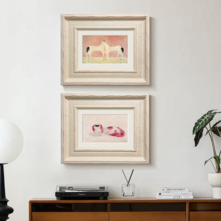 奶油风玄关抽象装饰画法式卧室床头背景墙常玉挂画高档艺术马壁画