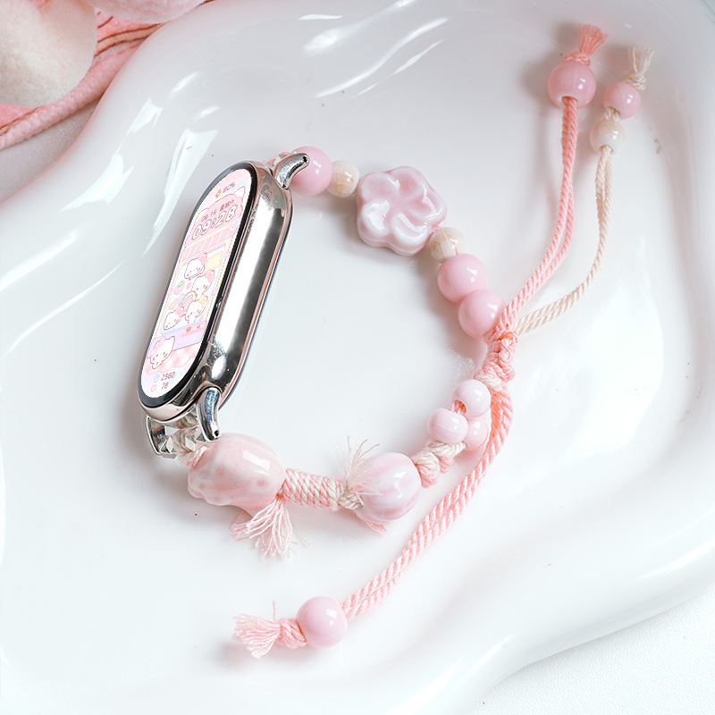 编绳kt猫适用小米手环10表带9手表8腕带表链42/46苹果s10荣耀十