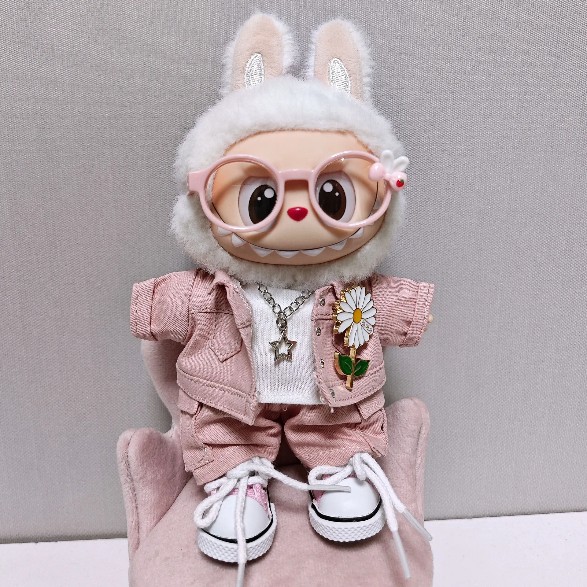 【粉GD】labubu娃衣权志龙GD粉牛仔外套拉布布衣服123代通用娃衣