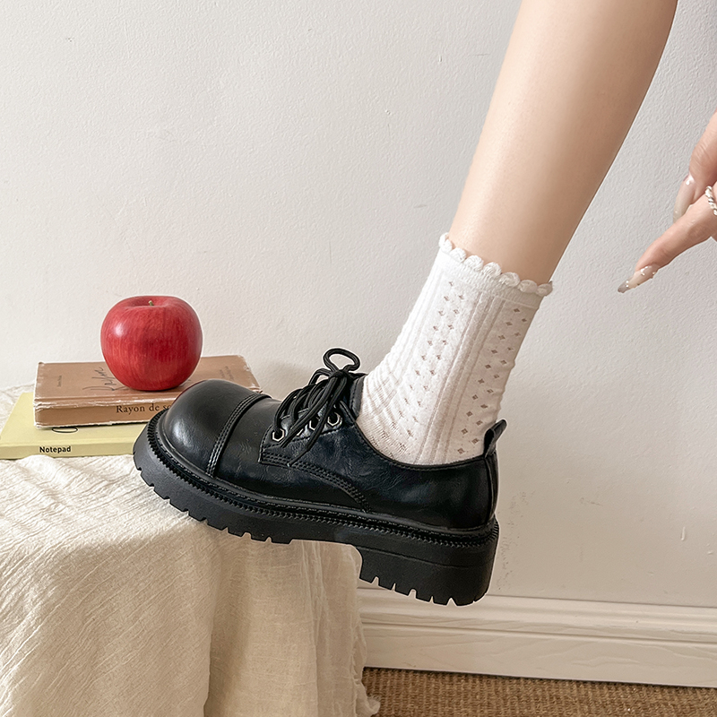 复古简约英伦风小皮鞋女2025新款百搭秋季系带配裙子单鞋乐福鞋子