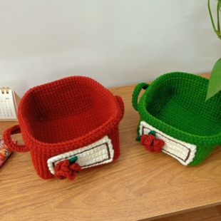 手工diy钩织材料包山茶花收纳盒自制礼物送闺蜜解闷复古小城往事