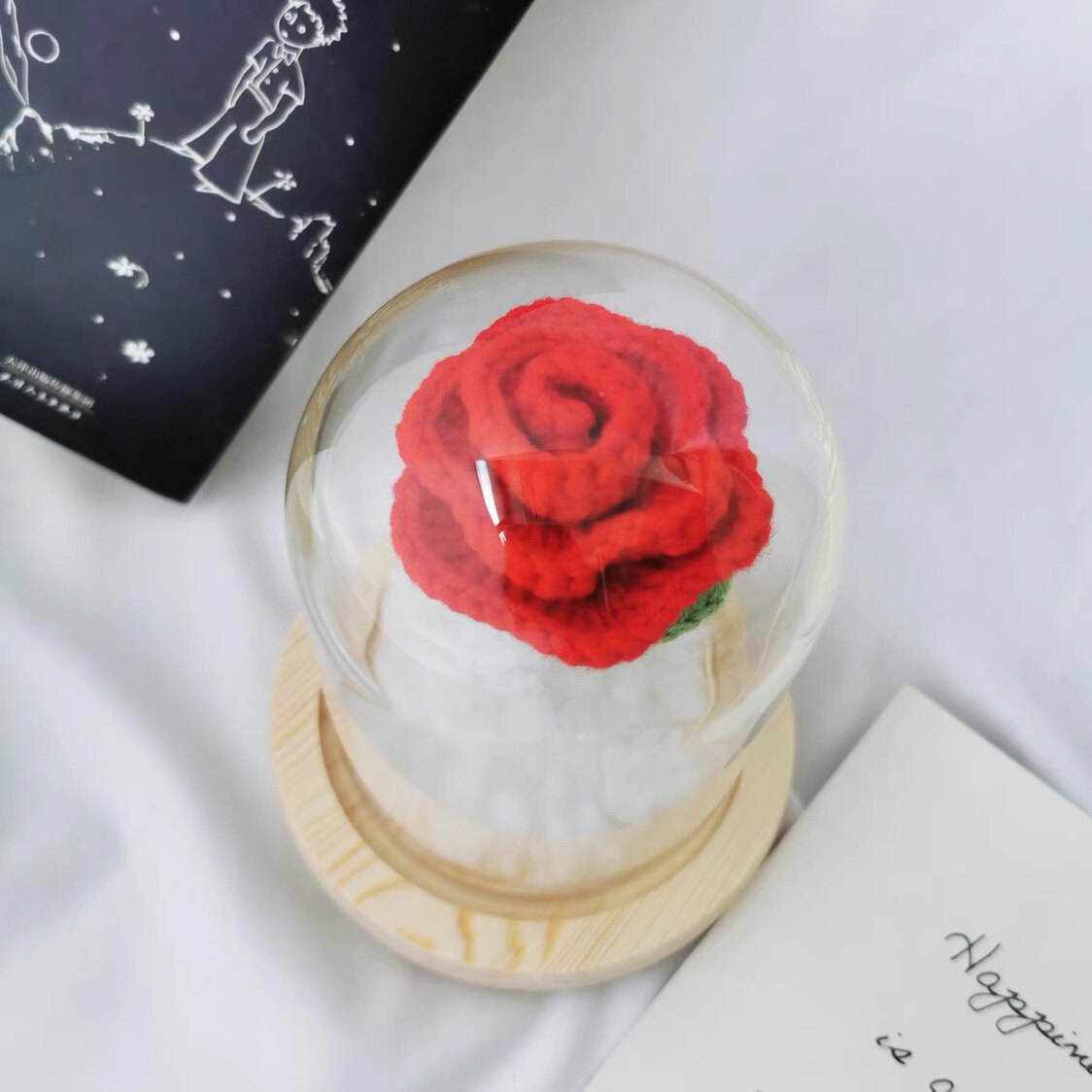 THE LITTLE PRINCE ROSE CROCHET DIY MATERIAL PACK COUPLE GIFT FLOWER ORNAMENT HAND-WOVEN ARTIFICIAL FLOWER
