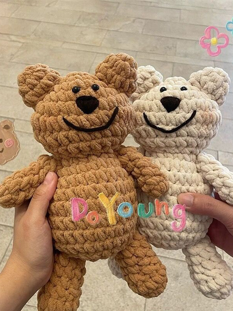 HAND-WOVEN DIY CROCHET MATERIAL BAG COUPLE BEAR COMFORT TOY GIRLFRIEND GIFT RELIEVE BOREDOM DECOMPRESSION DOLL