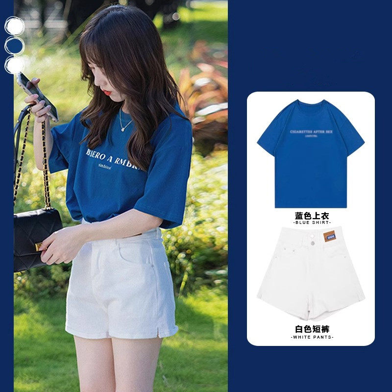 夏搭配一整套休闲短裤两件套装女