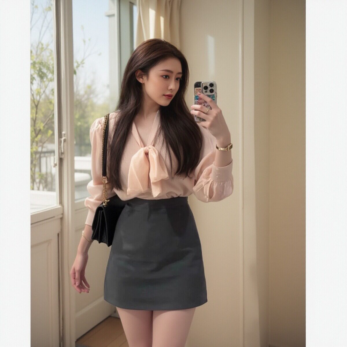 御姐小香风百搭衬衫裙子两件套装