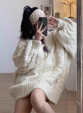 慵懒软糯中长款针织衫