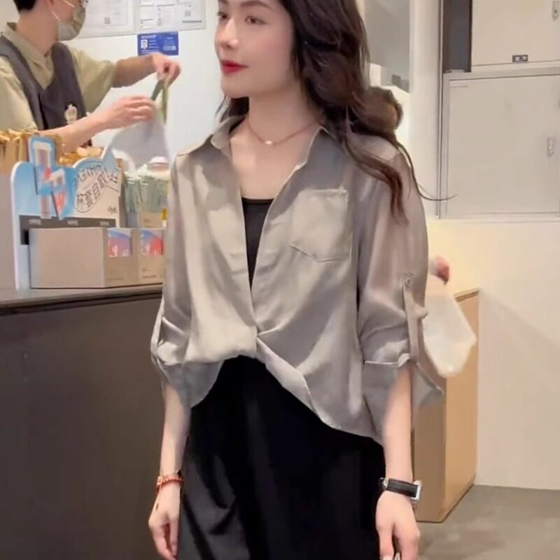 防晒衬衫女吊带连衣裙开衫两件套