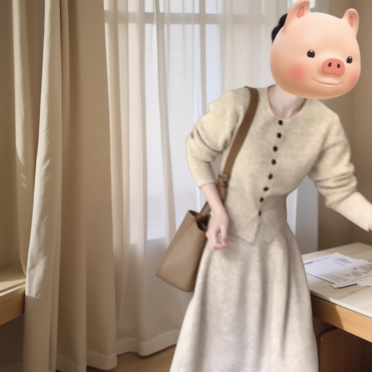 小个子入秋穿搭针织裙两件套