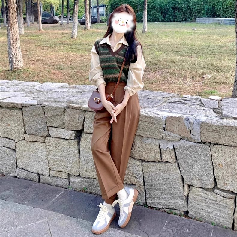 日系2025春秋新款针织毛衣马甲女爆款宽松慵懒风小个子香风两件套