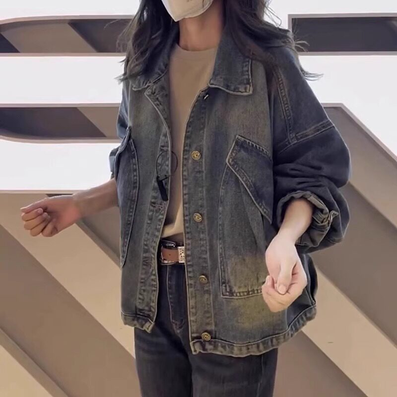 大码小香风牛仔外套女