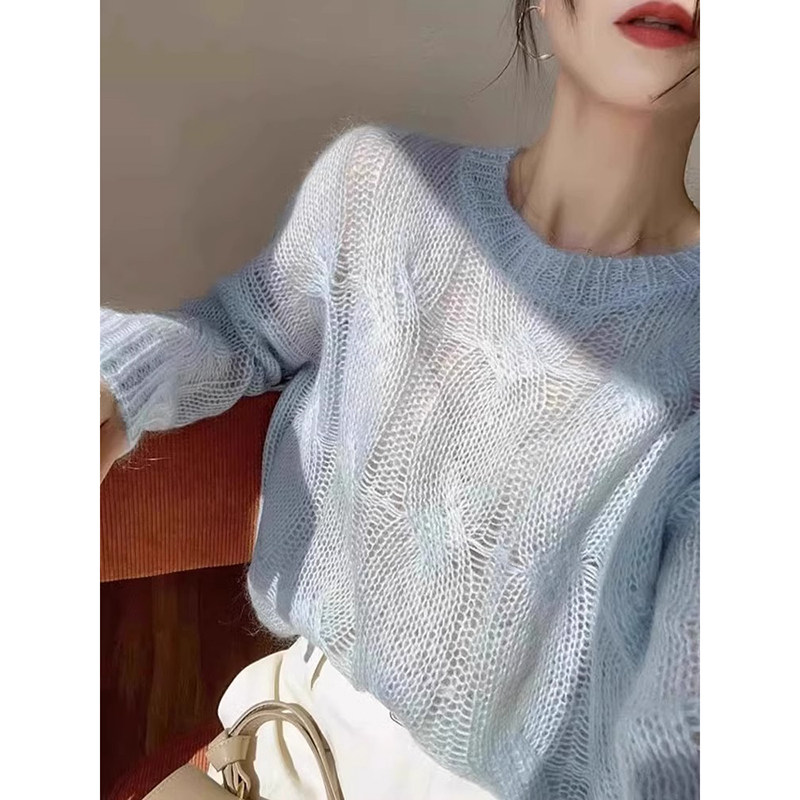 慵懒风马海毛针织衫女软糯宽松
