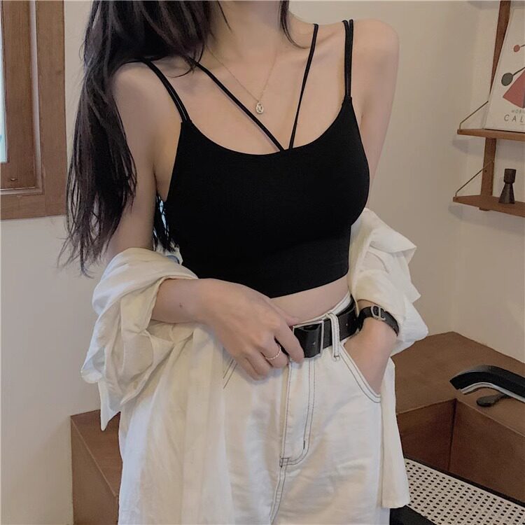 外穿带胸垫小吊带背心女