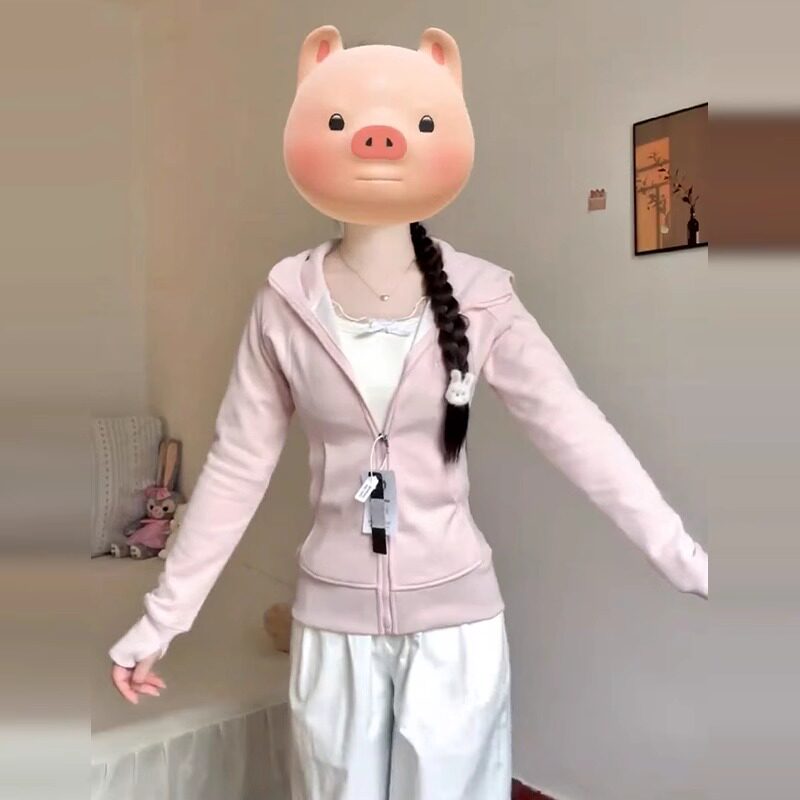 休闲运动修身连帽卫衣外套拉链