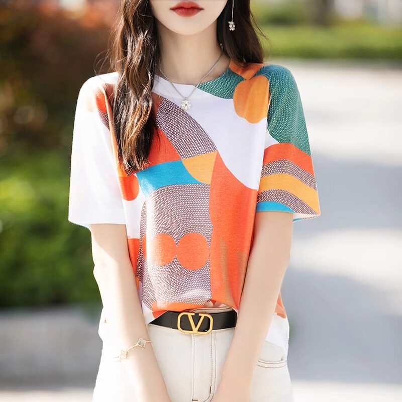 高端冰丝短袖t恤女夏季