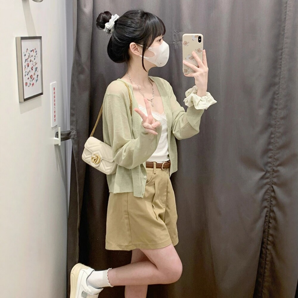 日系薄款外搭冰丝针织防晒开衫女