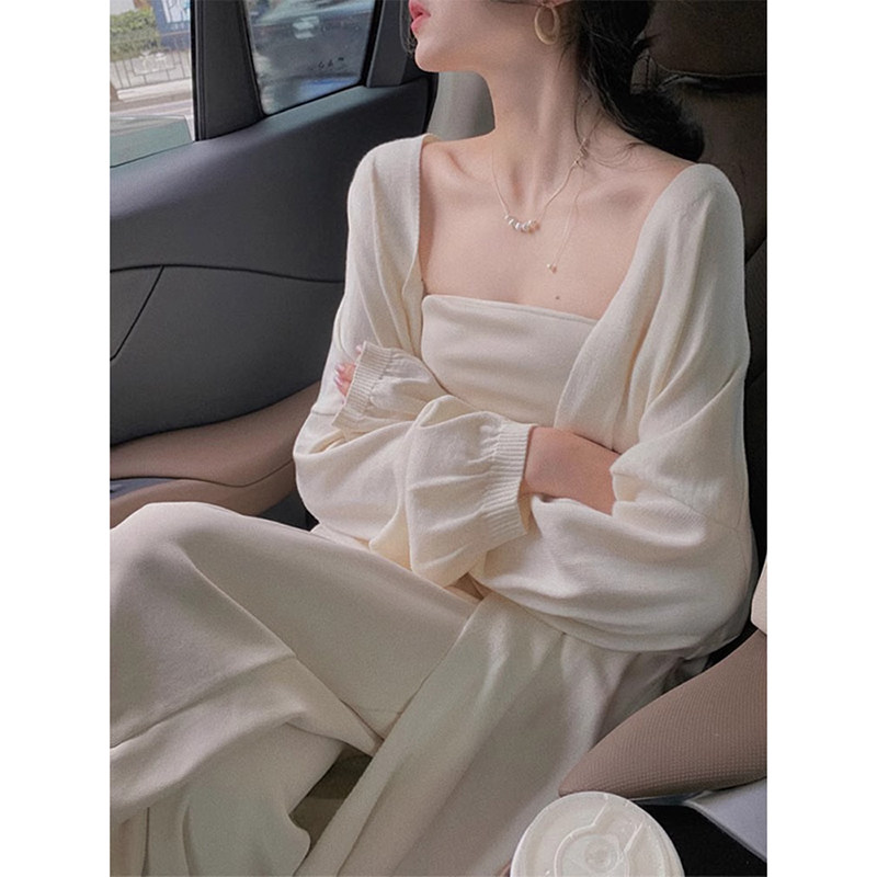 冰丝针织开衫女中长款防晒罩衫白