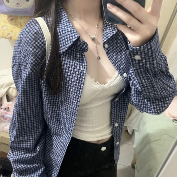 蓝色条纹衬衫女小众长袖衬衣外套