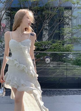 辣妹荷叶边吊带连衣裙女