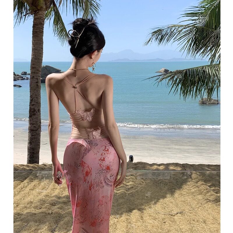 高级性感三亚海边度假沙滩长裙女