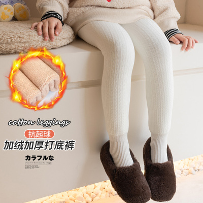 女童打底裤秋冬季加绒加厚连脚打底袜外穿女宝宝白色儿童连裤袜子