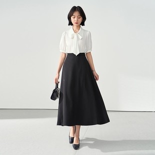 身色a字長裙女黑春秋正裝 面試裙子 半裙套職裝 傘MB2CSB14裙業(yè)襯衫
