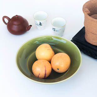 小宝 橄榄绿颜色釉高足盘直径18.5厘米高7厘米 春日宴