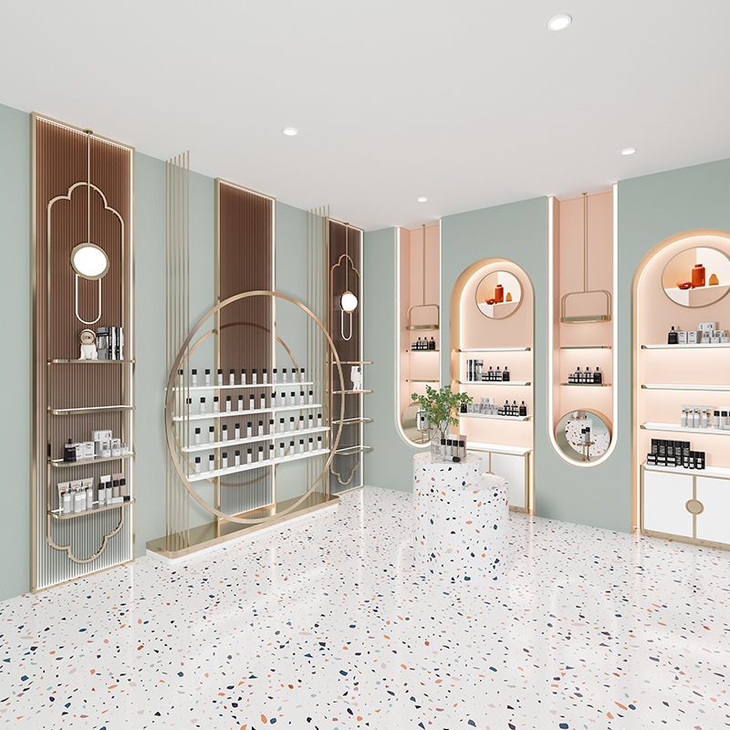 高级感烤漆展示柜产品陈列柜美容院护肤品化妆品展柜公司展厅定制