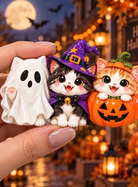 万圣节小猫大号立体树脂冰箱贴树脂浮雕3d卡通磁吸礼品礼物送闺蜜