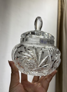 特价水晶手切储物罐 口沿小磨损