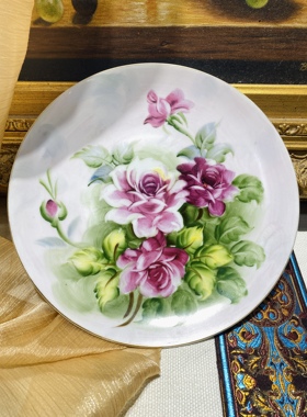 福利手绘玫瑰花赏盘