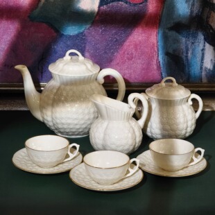 咖啡杯壶套装欧式奢华田园女lenox浮雕牙色优雅ins田园风家居摆件