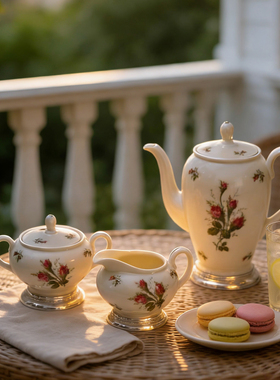 茶壶咖啡壶ins田园风森系小清新自然欧式奢华陶瓷下午茶中古摆件