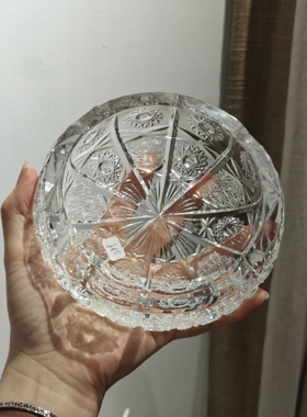 波西米亚手工切割水晶烟灰缸大号