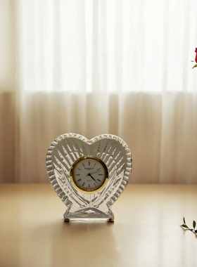 可拍 沃特福德心形水晶桌面小钟表