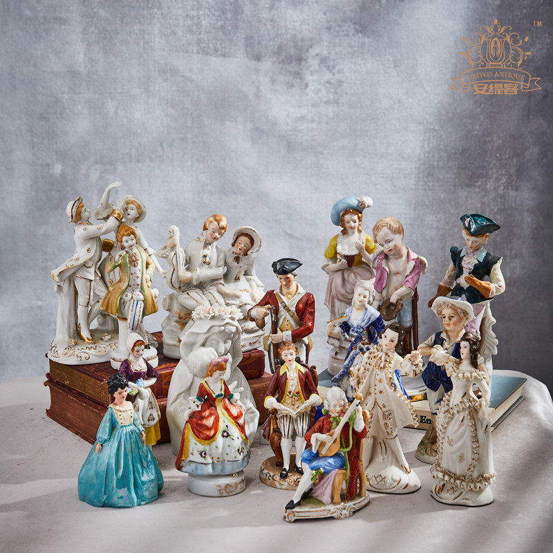 瓷娃娃可爱陶瓷偶ins复古风手工艺品创意家居欧式小奢华中古摆件