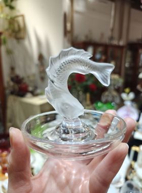 法国莱俪水晶锦鲤首饰碟摆件