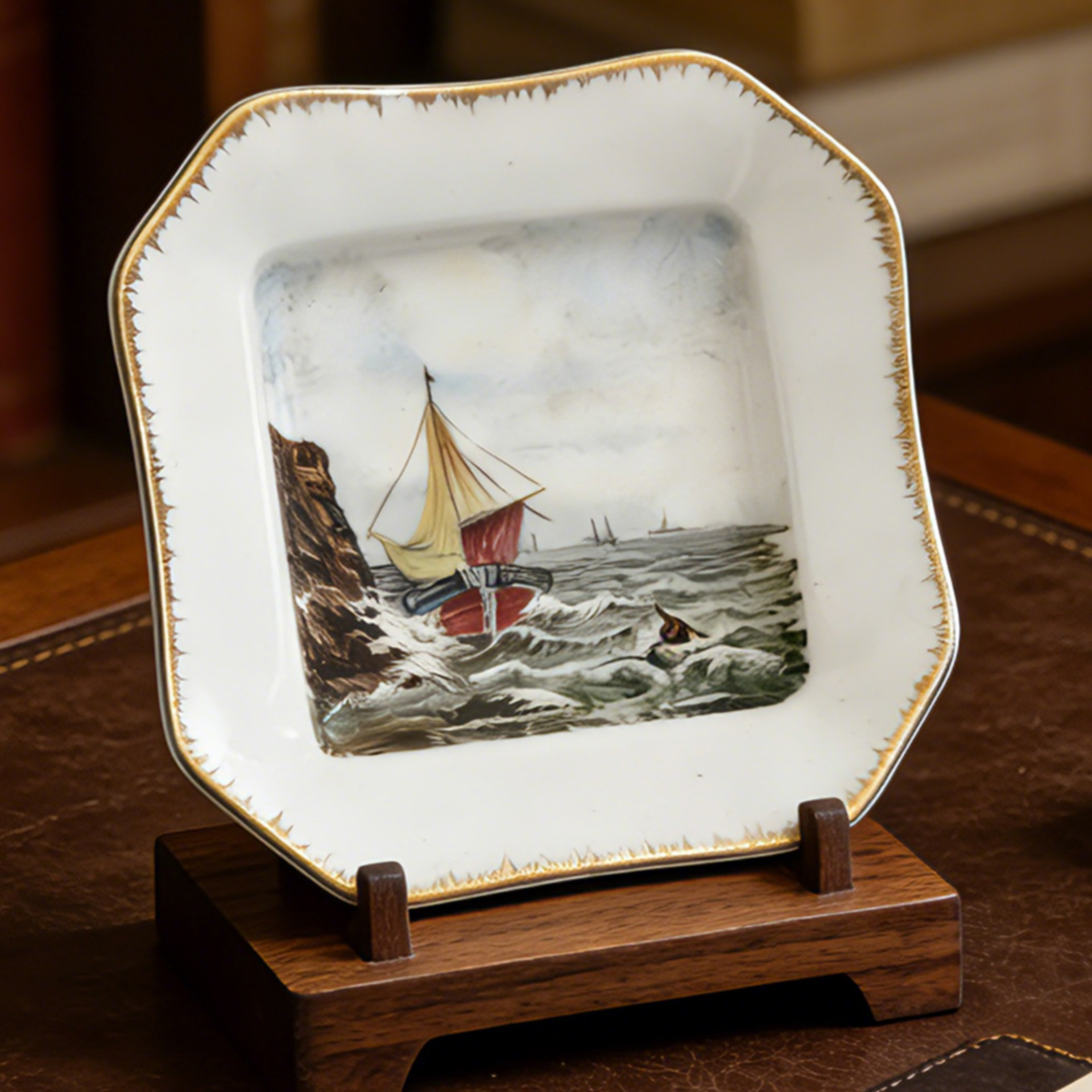 陶瓷盘子ins法式复古手绘风景创意家居摆件墙挂赏盘装饰中古坐盘