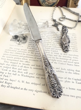 新品纯银立体浮雕玫瑰花牛排刀