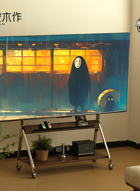 304不锈钢支架电视可移动带轮挂架客厅家用电视机落地推车65-75寸