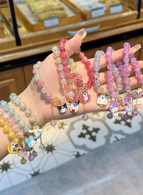 新款爆花水晶彩色手链女森系