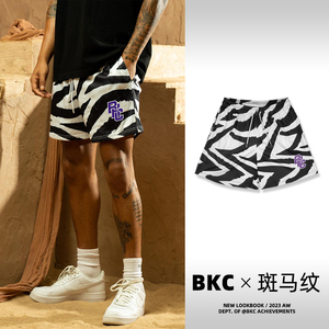 bkcxzice正品破冰斑马短裤男篮球美式不过膝四分裤夏季透气运动裤