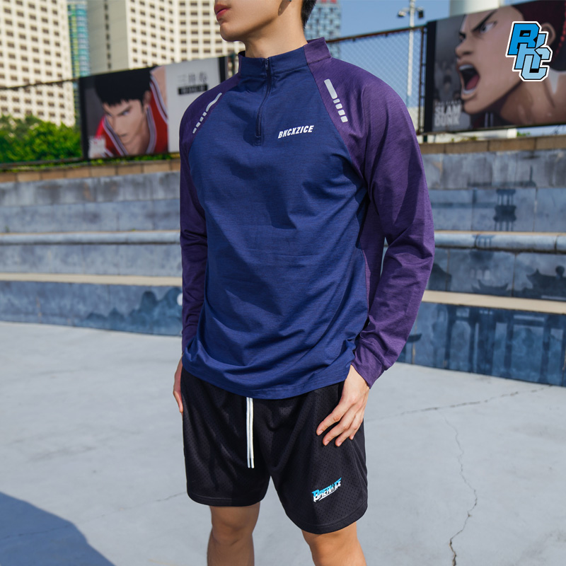 bkcxzice拼接健身运动长袖男