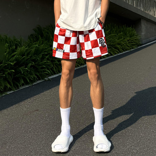 破冰正品棋盘格复古休闲运动短裤