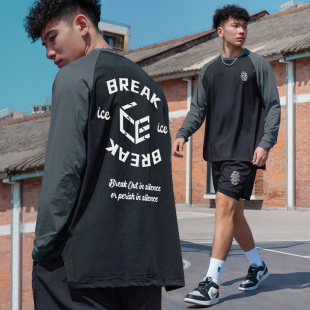 篮球训练长袖 bkcxzice破冰正品 美式 新款 投篮服复古运动t恤男 冬季