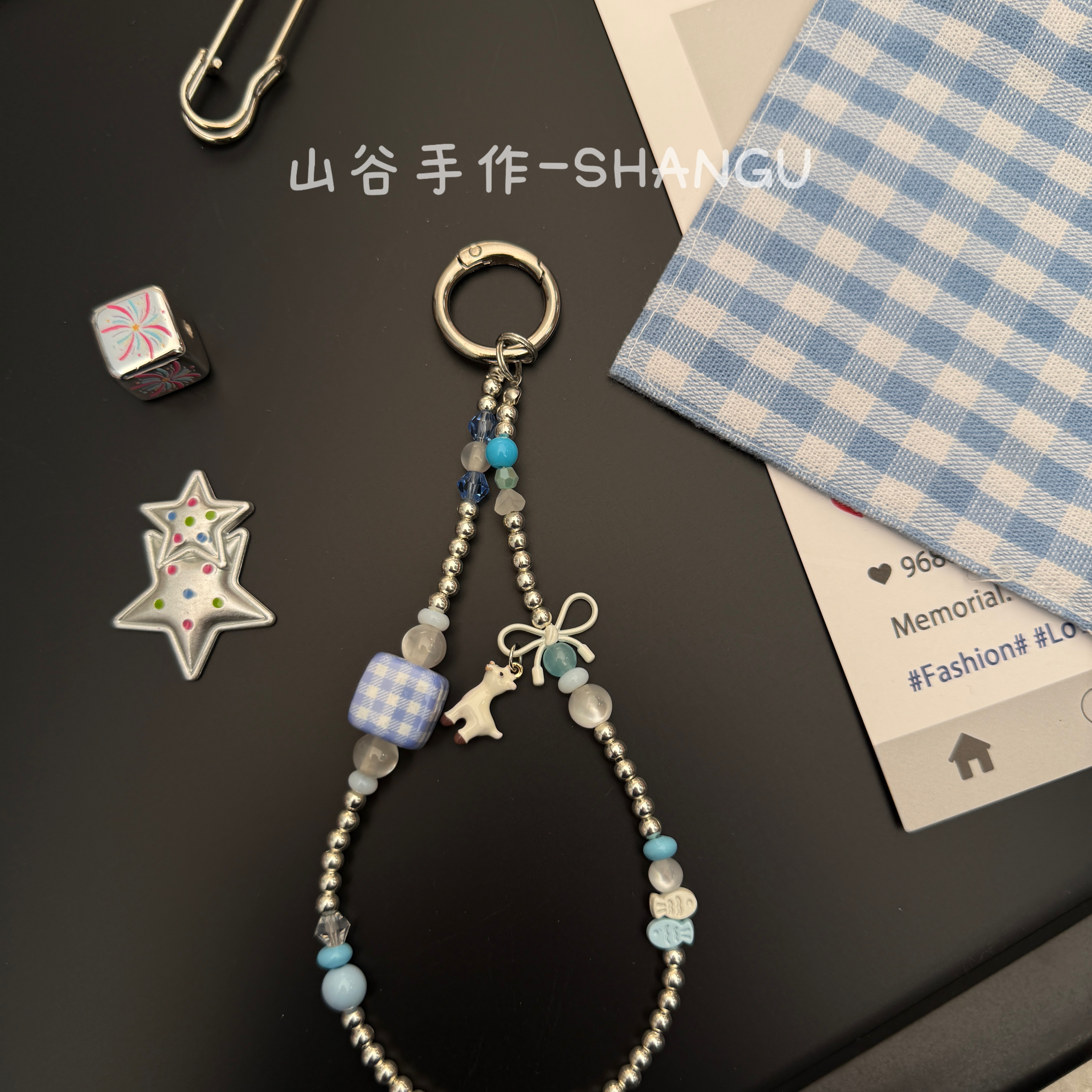 甜美蝴蝶结手机链可爱小羊驼链条