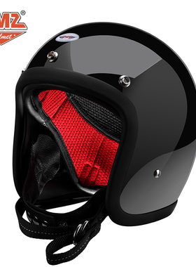 AMZ日式复古女士小盔体头盔玻璃钢经典四季轻便式3/4男士巡航半盔