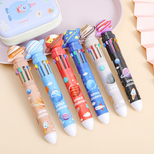 高颜值星球十色圆珠笔手账笔多色笔10色创意卡通头圆珠笔活动礼物