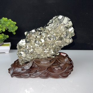 天然秘鲁黄铁矿 愚人金原石 狗头金 奇石观赏石矿物晶体金矿石